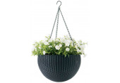 KETER HANGING SPHERE Pot de fleurs suspendu, rotin, avec chaîne, anthracite 17199246