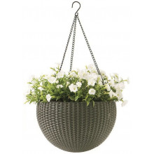 KETER HANGING SPHERE Pot de fleurs suspendu, rotin, avec chaîne, moka 17199246