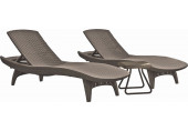 KETER PACIFIC Ensemble cappuccino 2x chaise longue + 1x table basse 17201591
