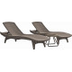 KETER PACIFIC Ensemble cappuccino 2x chaise longue + 1x table basse 17201591