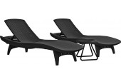 KETER PACIFIC Ensemble graphite 2x chaise longue + 1x table basse 17201591