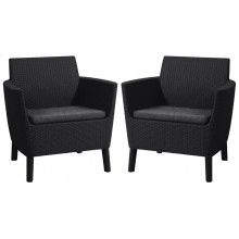 KETER SALEMO DUO Fauteuil (lot de 2 pieces), 74 x 67 x 76 cm, graphite/gris 17209040