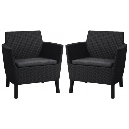 KETER SALEMO DUO Fauteuil (lot de 2 pieces), 74 x 67 x 76 cm, graphite/gris 17209040 KETER SALEMO DUO Fauteuil (lot de 2 pieces), 74 x 67 x 76 cm, graphite/gris 17209040