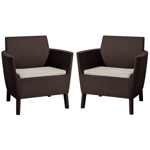 KETER SALEMO DUO Fauteuil (lot de 2 pieces), 74 x 67 x 76 cm, brun/beige 17209040
