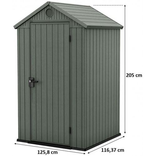 KETER DARWIN 4 x 4 Abri de jardin, 125,8 x 116,37 x 205 cm, vert 17212741