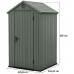 KETER DARWIN 4 x 4 Abri de jardin, 125,8 x 116,37 x 205 cm, vert 17212741