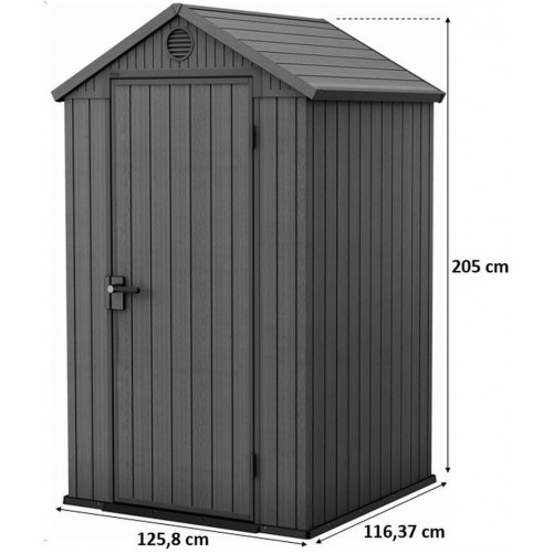 KETER DARWIN 4 x 4 Abri de jardin, 125,8 x 116,37 x 205 cm, gris 17212741