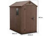 KETER DARWIN 4 x 6 Abri de jardin, 125,8 x 184,5 x 205 cm, marron 17209417