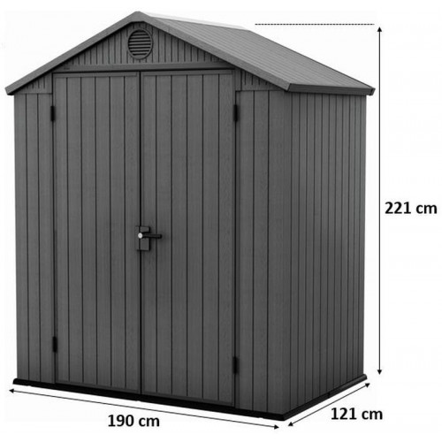 KETER DARWIN 6 x 4 Abri de jardin, 190 x 121 x 221 cm, gris 17210351