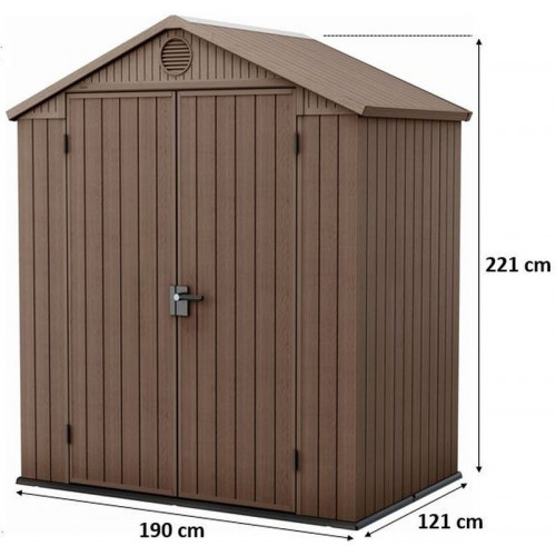 KETER DARWIN 6 x 4 Abri de jardin, 190 x 121 x 221 cm, marron 17210351