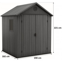 KETER DARWIN 6 x 6 Abri de jardin, 190 x 182 x 221 cm, gris 17210353