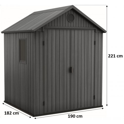 KETER DARWIN 6 x 6 Abri de jardin, 190 x 182 x 221 cm, gris 17210353