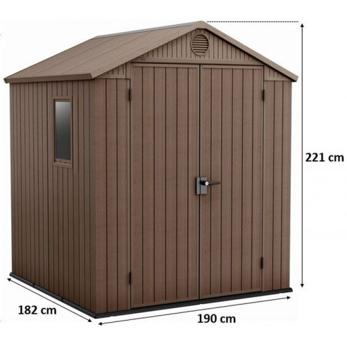KETER DARWIN 6 x 6 Abri de jardin, 190 x 182 x 221 cm, marron 17210353 KETER DARWIN 6 x 6 Abri de jardin, 190 x 182 x 221 cm, marron 17210353