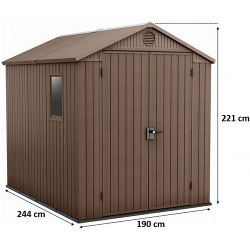 KETER DARWIN 6 x 8 Abri de jardin, 190 x 244 x 221 cm, marron 17210355 KETER DARWIN 6 x 8 Abri de jardin, 190 x 244 x 221 cm, marron 17210355
