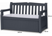 KETER EDEN GARDEN BENCH 265L Banc de rangement 140 x 60 x 84 cm, graphite/gris 17190198