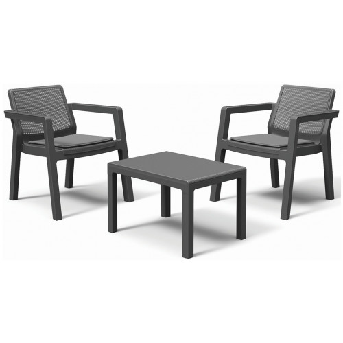 KETER EMILY Ensemble de balcon avec coussins, graphite/gris 17209814