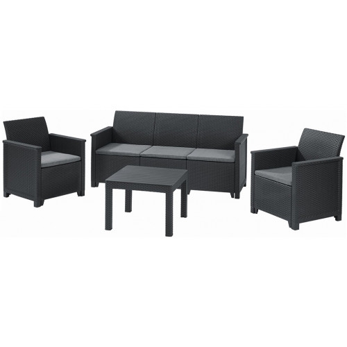 KETER ELODIE Ensemble de jardin 3 places, graphite/gris 17209489