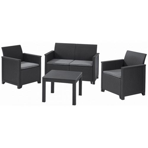 KETER ELODIE Ensemble de jardin 2 places, graphite/gris 17209485 KETER ELODIE Ensemble de jardin 2 places, graphite/gris 17209485