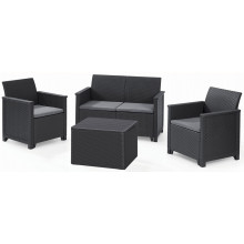 KETER ELODIE Ensemble de jardin 2 places avec table de rangement, graphite/gris 1721187