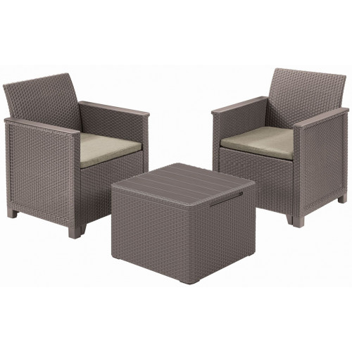 KETER ELODIE Ensemble de balcon avec table de rangement, cappuccino/sable 17212108