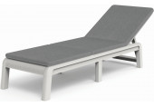 KETER MALLORCA Chaise longue avec coussin, 187,5 x 58 x 29 cm, blanc/gris 17213628