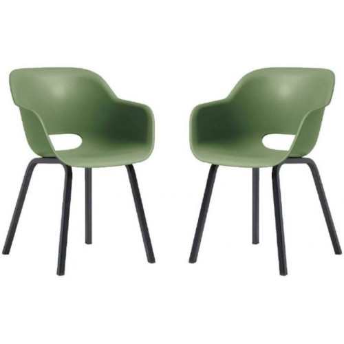KETER NOA DUO Fauteuil de jardin (lot de 2), pieds en métal, vert olive 17213493