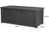 KETER ROCKWOOD 570L Coffre de rangement 155 x 72,4 x 64,4 cm, graphite 17197729