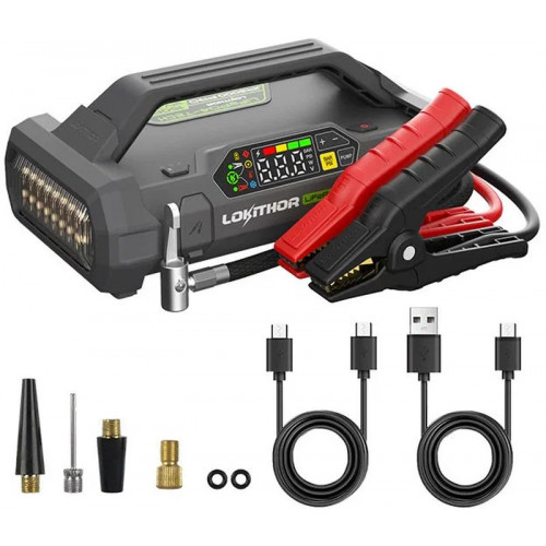 LOKITHOR Booster de démarrage avec compresseur (12V/2500A/74Wh) JA301 PRO LOKITHOR Booster de démarrage avec compresseur (12V/2500A/74Wh) JA301 PRO