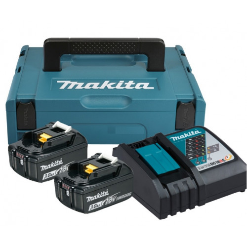 Makita 19795 Pack Énergie 18 V Li-Ion (2 batteries+1 chargeur simple) avec coffret MAKPAC