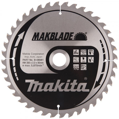 MAKITA B-32770 Lame scie circulaire 260x30mm 40Z=old B-08981