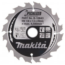 Makita B-10643 Lame de scie circulaire, alliage T.C.T spécialisé, 136 x 20 mm, 16 dents