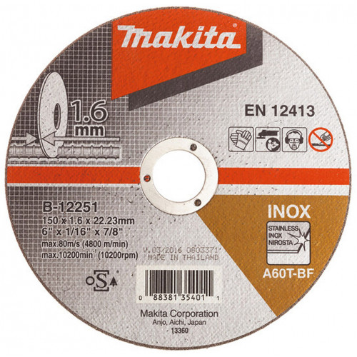 Makita B-12251 Disques a tronçonner 150x1,6x22mm Inox