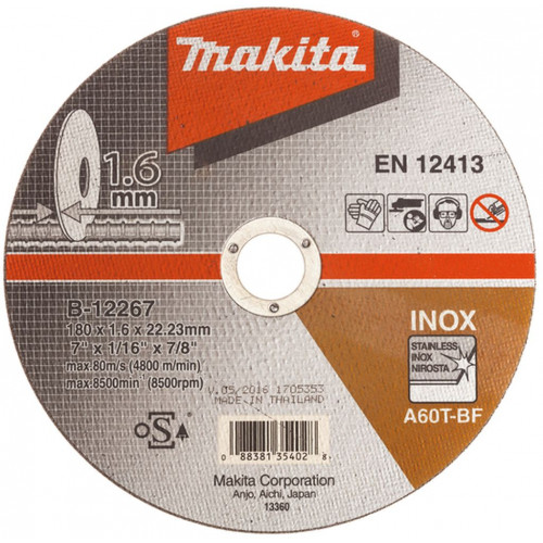 Makita B-12267 Disques a tronçonner 180x1,6x22mm Inox