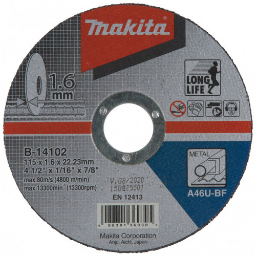 Makita B-14102 Disque a tronçonner 115x1,6x22mm acier