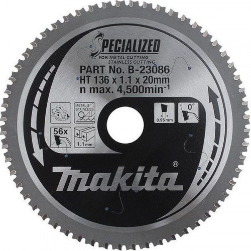 Makita B-23363 Lame de scie circulaire, alliage T.C.T spécialisé, 185 x 15,88 mm, 56 dents