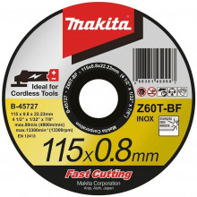 Makita B-45727 Disques a tronçonner 115x0,8x22mm Inox