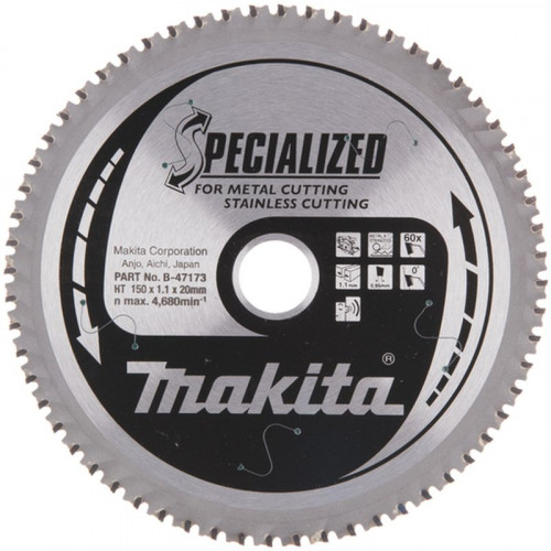 Makita B-47058 Lame de scie Makita pour Inox 150x20x60Z= old B-47173