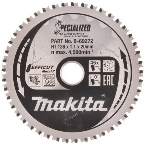 Makita B-69319 Lame TCT Efficut pour métal 136 × 20 mm, 45 dents