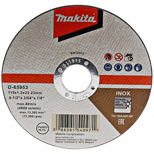 Makita D-65953 Disque a tronçonner 115x1,2x22mm Inox