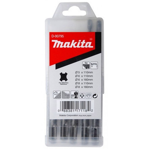 Makita D-00795 Set 5 forets pour maçonnerie Sds-Plus Standmak 5x110, 6x110, 6x160, 8x110,