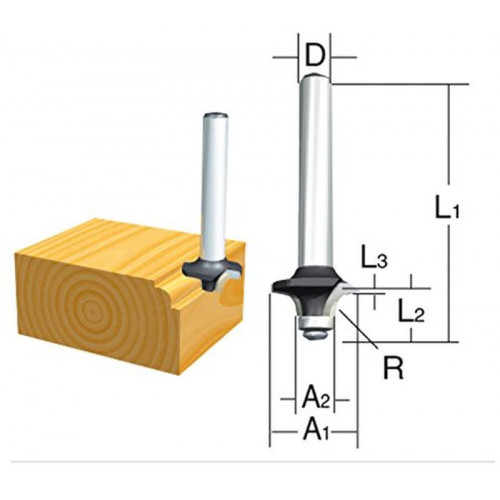Makita D-09547 Fraise a queue arrondie R-8 mm