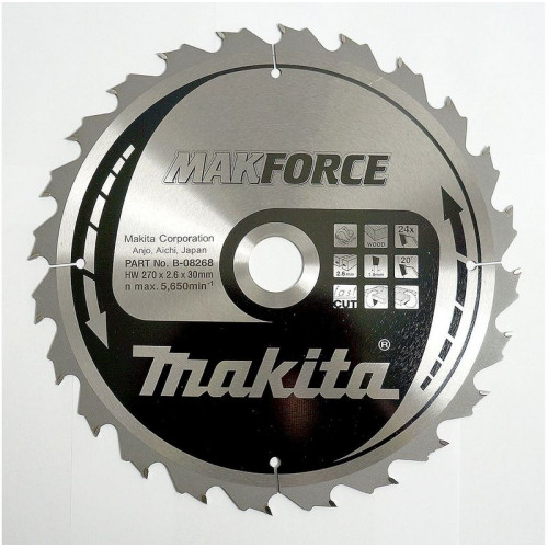 Makita B-08268 Lame scie circulaire, makforce t.c.t, 270 x 30 mm, 24 t