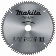 Makita D-65399 Economy Lame de scie TCT 260 mm x 25,4 mm x 80 dents