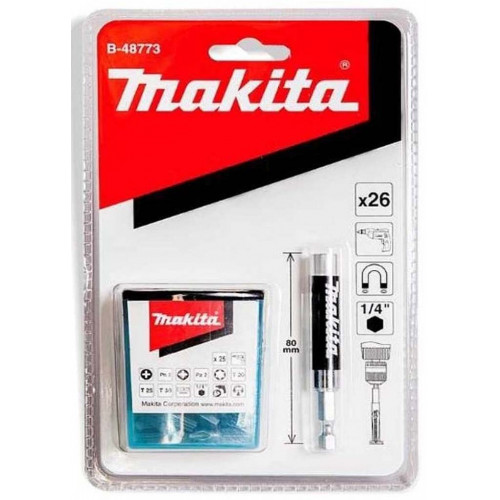 Makita B-48773 Jeu d´embouts plus porte-embout 80 mm, 26 pcs.