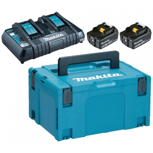 Makita 19807 Pack Énergie 18 V Li-Ion 2x BL1860B + DC18RD + MAKPAC 3