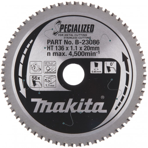 Makita B-33744 Lame de scie circulaire, alliage T.C.T spécialisé, 136 x 20 mm, 56 dents