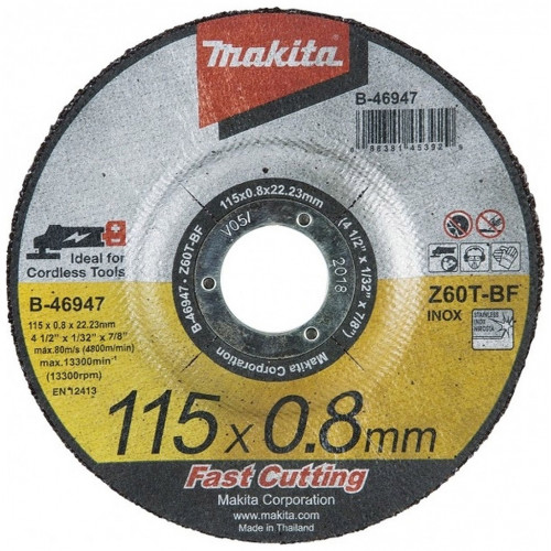Makita B-46947 disque de coupe pour inox, 115 x 0,8 x 22 mm Makita B-46947 disque de coupe pour inox, 115 x 0,8 x 22 mm