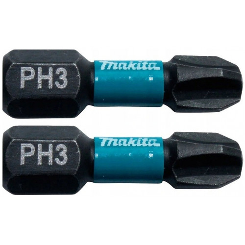 Makita B-63622 Embouts Impact Black 25 mm PHILLIPS (PH), Hexa 1/4''