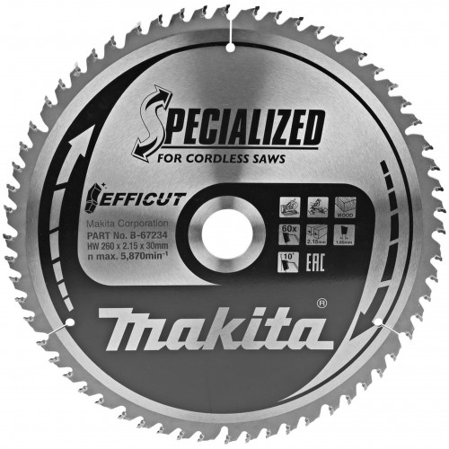 Makita B-67234 TCT Efficut Lame de scie circulaire 260 x 30 mm, 60 dents