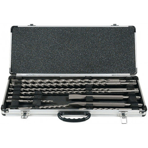 Makita D-42385 Jeu de forets et burins SDS-Plus dans un coffret en aluminium, 10 pieces